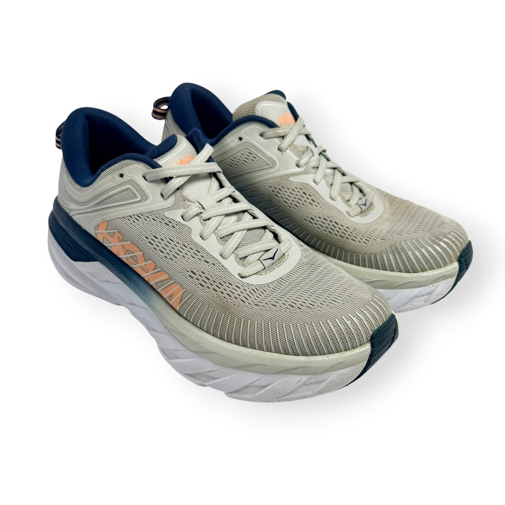 HOKA Women's Bondi 7 Sz 9 Lunar Rock Running Shoes WITH Redi-Thotics Insoles